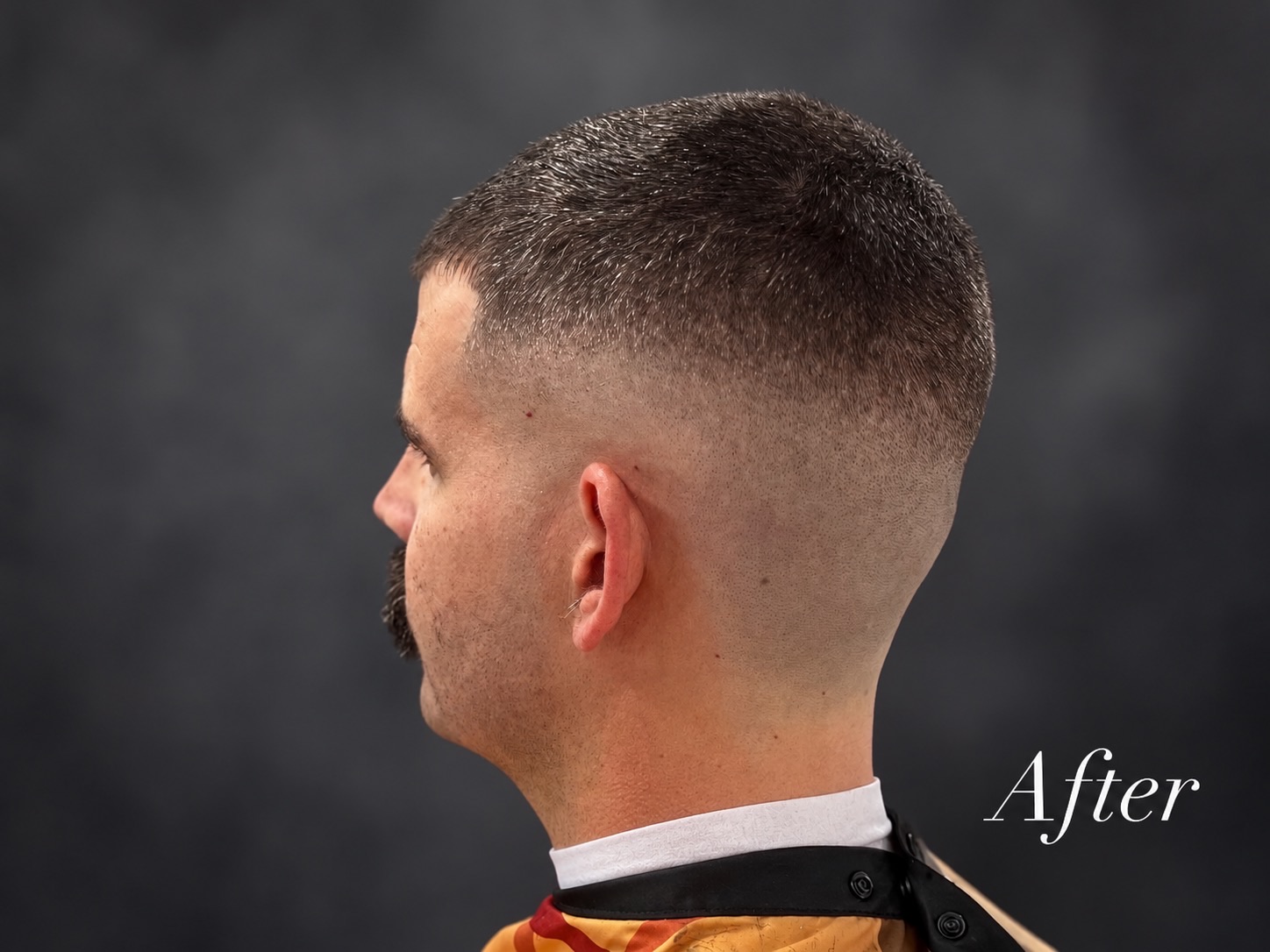 A fresh skin fade seen from the side, after the cut at Sage The Barber in Stuart, FL